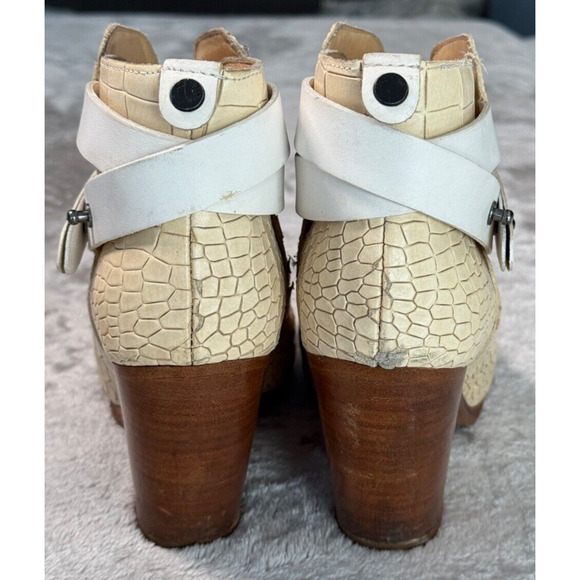 Rag & Bone Harrow Ivory White Croc Embossed Leather Cap Toe Boots Womens 7 EU 37 - Picture 5 of 10
